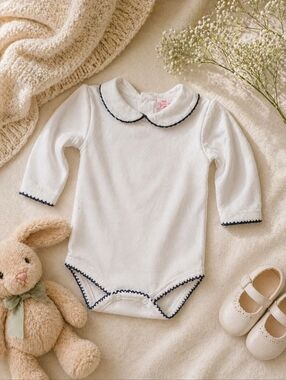La Coqueta Peter Pan Collar Bodysuit | Navy Trim Classic Baby